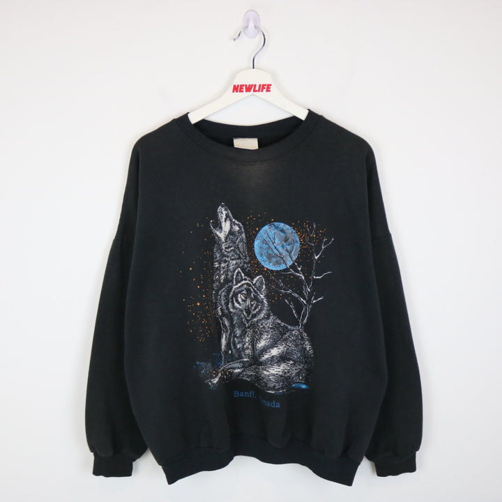 Vintage 80's Wolf Banff Nature Crewneck - XL-NEWLIFE Clothing