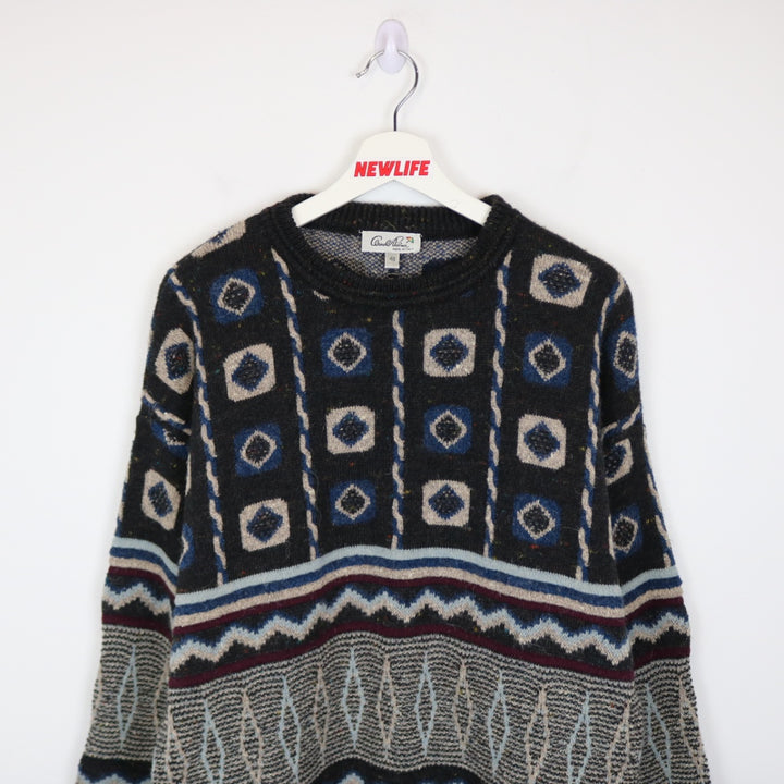 Vintage 80's Arnold Palmer Patterned Wool Knit Sweater - M-NEWLIFE Clothing