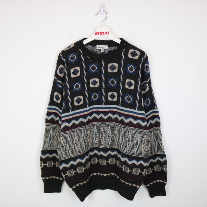 Vintage 80's Arnold Palmer Patterned Wool Knit Sweater - M-NEWLIFE Clothing