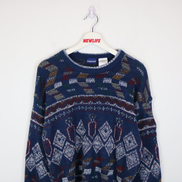 Vintage 80's Puritan Patterned Knit Sweater - M-NEWLIFE Clothing