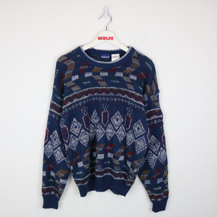 Vintage 80's Puritan Patterned Knit Sweater - M-NEWLIFE Clothing