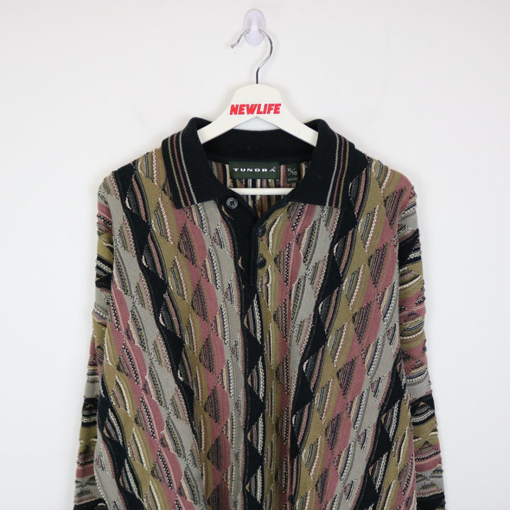 Vintage 90's Tundra Coogi Style Textured Knit Collared Sweater - XL-NEWLIFE Clothing
