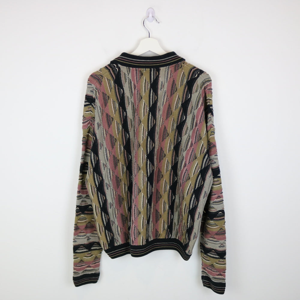 Vintage 90's Tundra Coogi Style Textured Knit Collared Sweater - XL-NEWLIFE Clothing