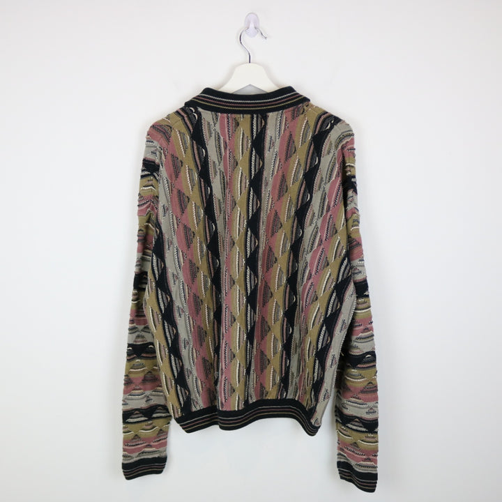 Vintage 90's Tundra Coogi Style Textured Knit Collared Sweater - XL-NEWLIFE Clothing