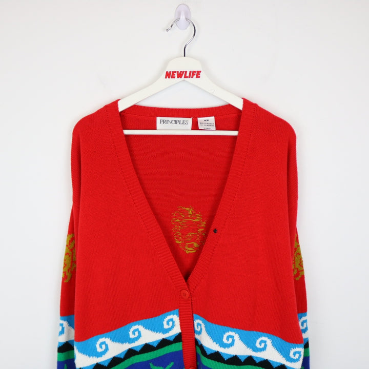 VIntage 80's Principles Nature Patterned Knit Cardigan - M-NEWLIFE Clothing