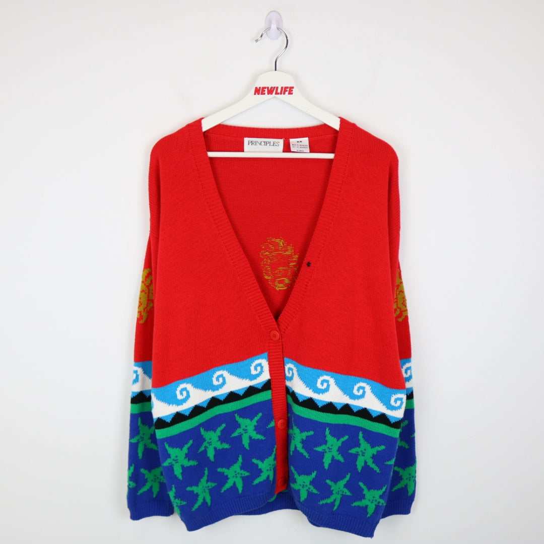 VIntage 80's Principles Nature Patterned Knit Cardigan - M-NEWLIFE Clothing