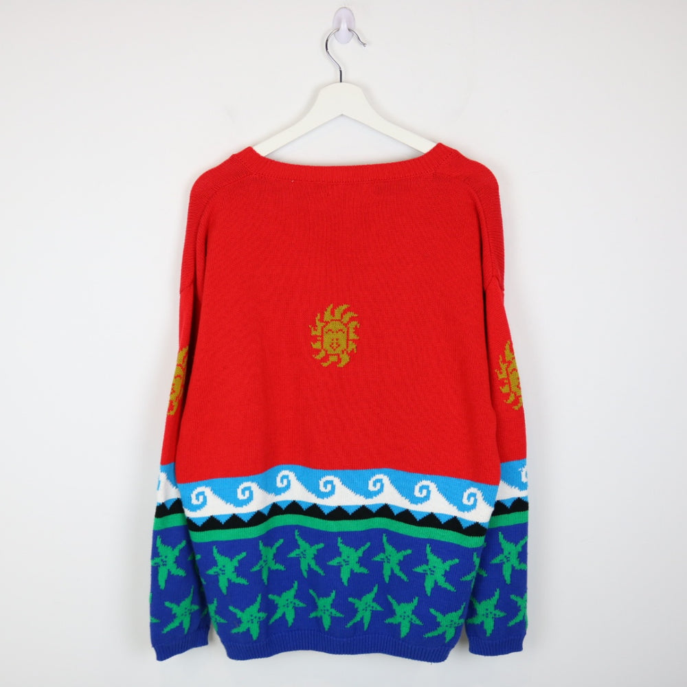VIntage 80's Principles Nature Patterned Knit Cardigan - M-NEWLIFE Clothing