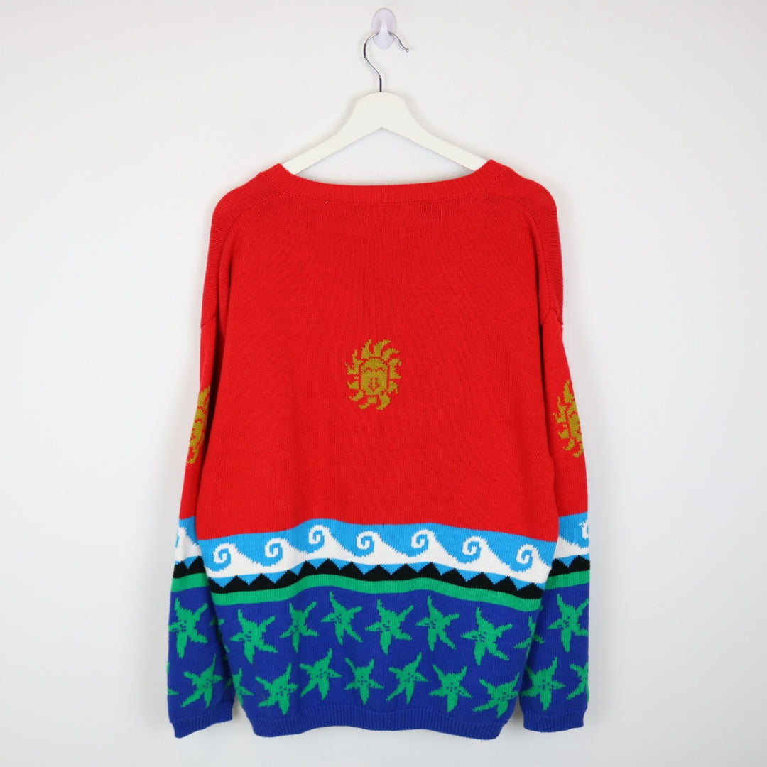 VIntage 80's Principles Nature Patterned Knit Cardigan - M-NEWLIFE Clothing