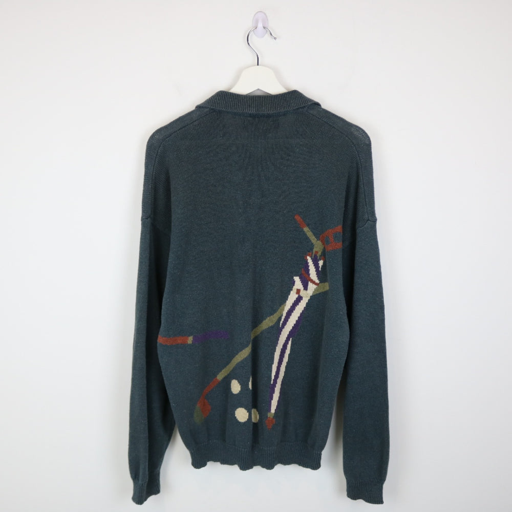 Vintage 80's Golf Bag Collared Knit Sweater - M-NEWLIFE Clothing