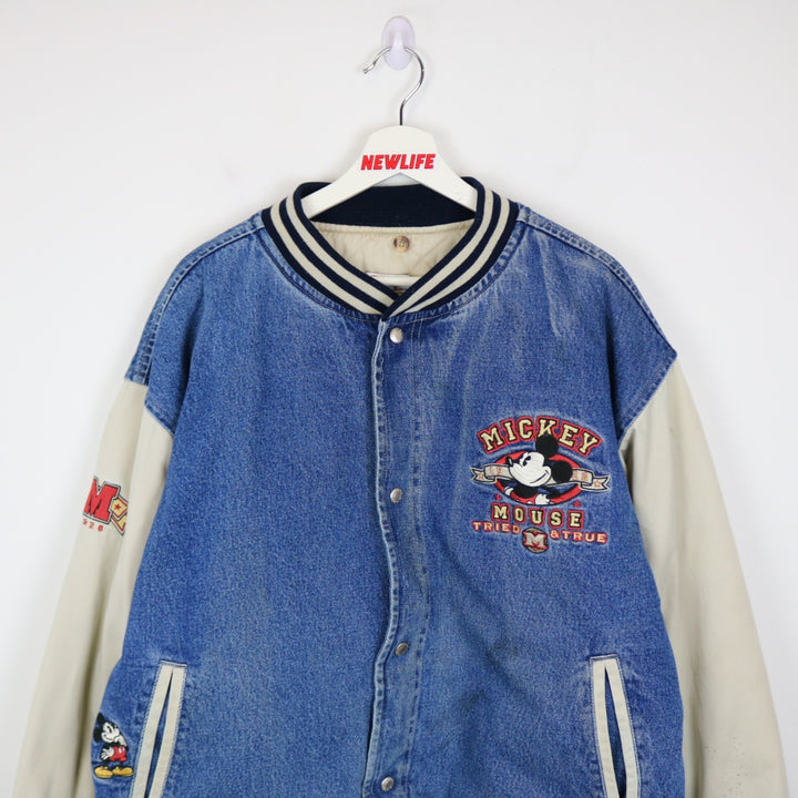 Vintage 90's DIsney Mickey Mouse Denim Varsity Jacket - L/XL-NEWLIFE Clothing