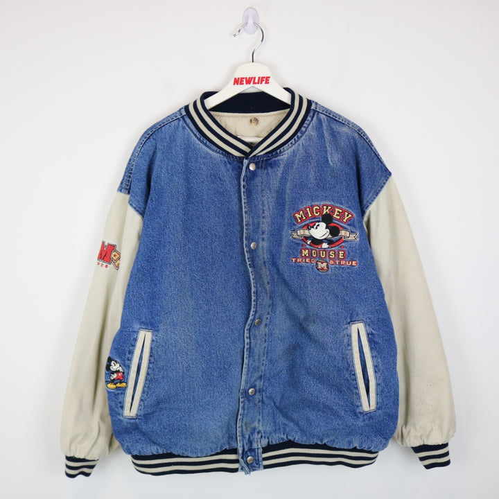 Vintage 90's DIsney Mickey Mouse Denim Varsity Jacket - L/XL-NEWLIFE Clothing