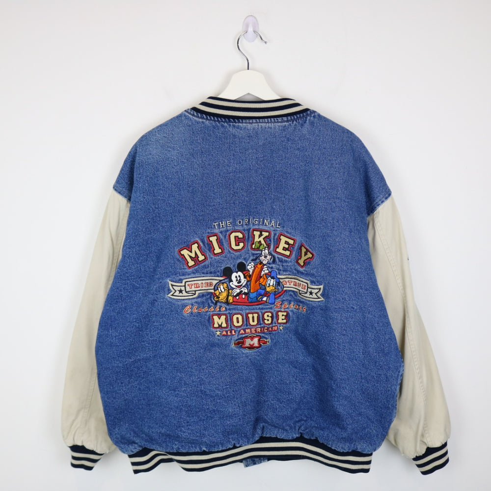 Vintage 90's DIsney Mickey Mouse Denim Varsity Jacket - L/XL-NEWLIFE Clothing