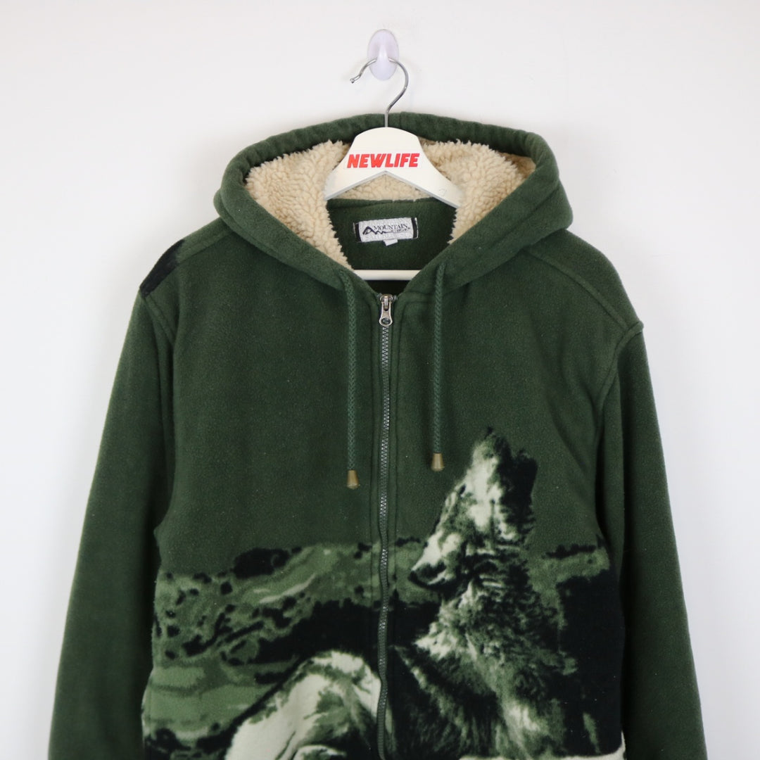 Vintage 00's Wolf Nature Sherpa Lined Fleece Jacket - M-NEWLIFE Clothing