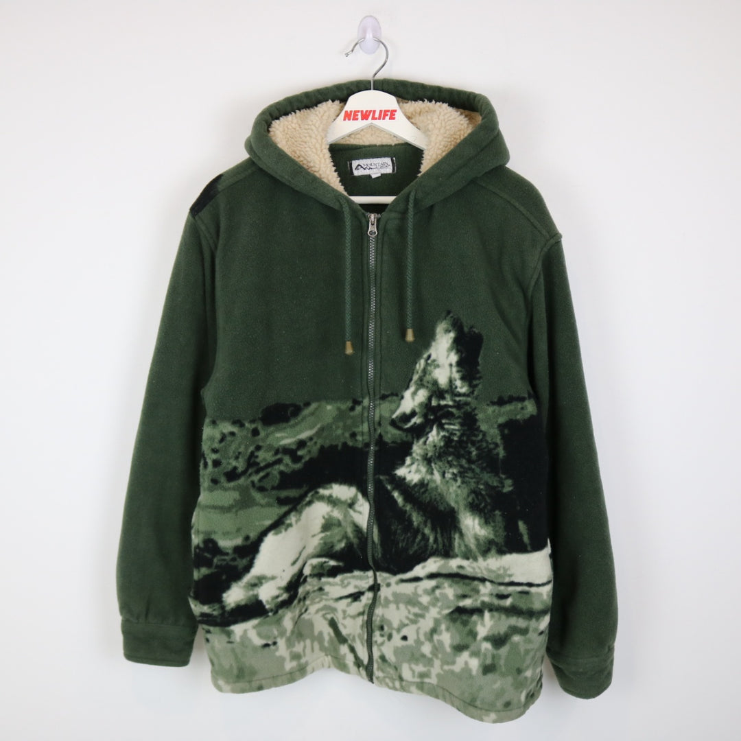 Vintage 00's Wolf Nature Sherpa Lined Fleece Jacket - M-NEWLIFE Clothing