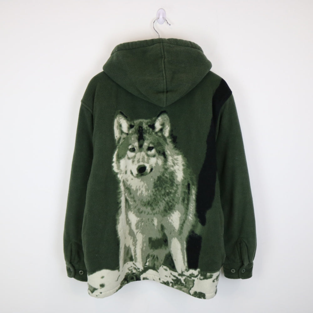 Vintage 00's Wolf Nature Sherpa Lined Fleece Jacket - M-NEWLIFE Clothing