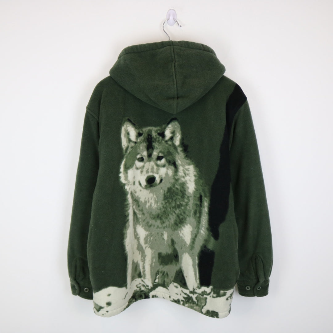Vintage 00's Wolf Nature Sherpa Lined Fleece Jacket - M-NEWLIFE Clothing