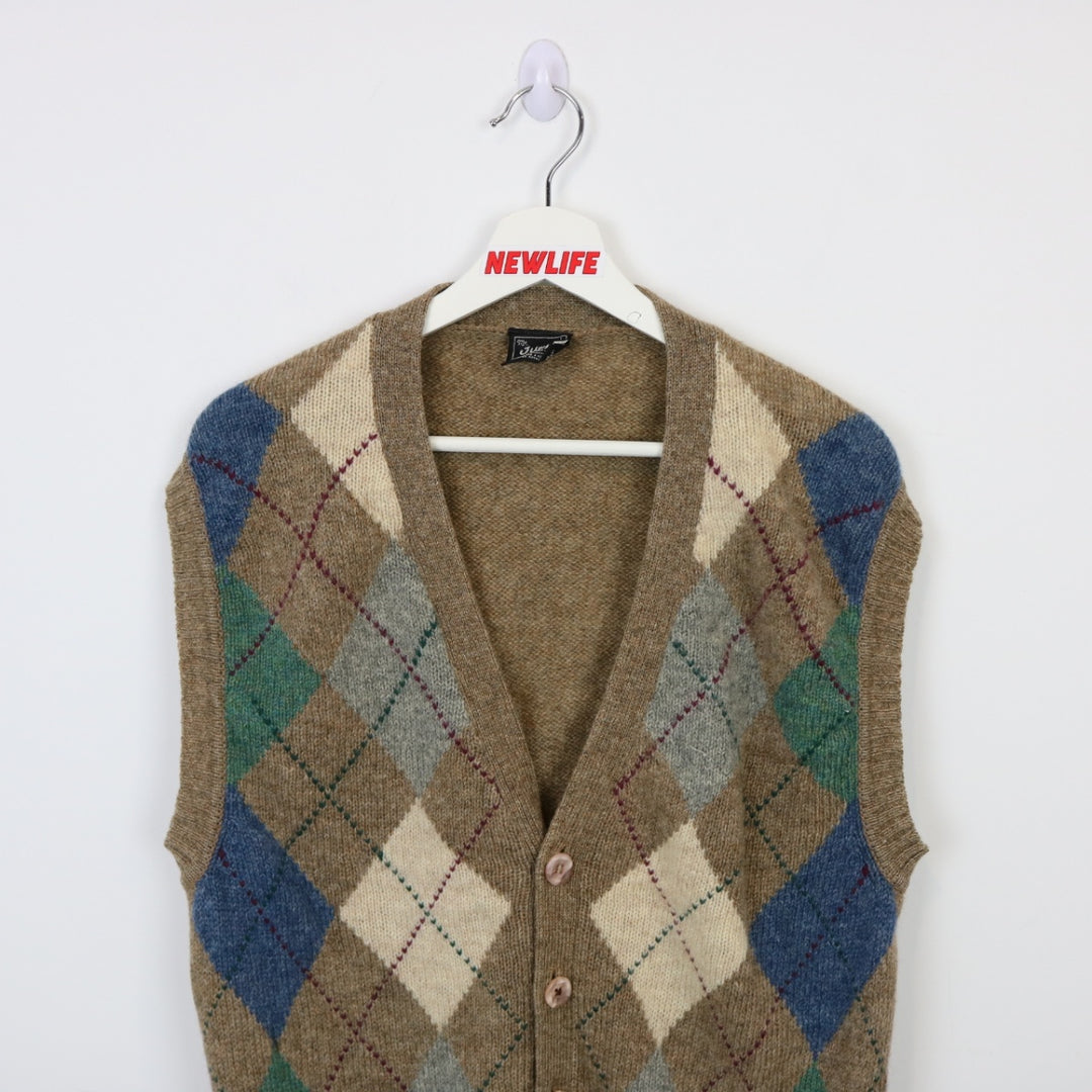 Vintage 80's Argyle Patterned Knit Sweater Vest - S-NEWLIFE Clothing