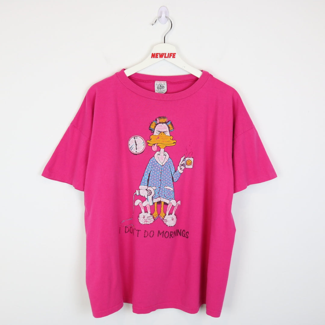 Vintage 90's I Don't Do Mornings Duck Tee - XL-NEWLIFE Clothing