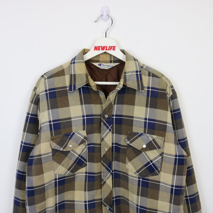 Vintage 80's Champion Quilt Lined Flannel Shacket - M-NEWLIFE Clothing