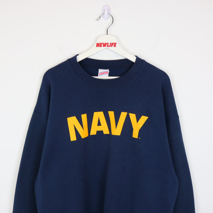 Vintage 90's NAVY Military Crewneck - XL-NEWLIFE Clothing