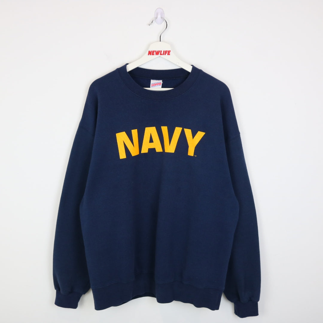 Vintage 90's NAVY Military Crewneck - XL-NEWLIFE Clothing