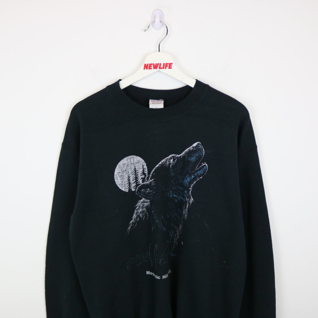 Vintage 00's Gray Wolf Magnetic Hill Nature Crewneck - M-NEWLIFE Clothing