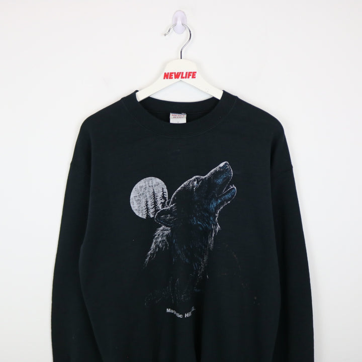 Vintage 00's Gray Wolf Magnetic Hill Nature Crewneck - M-NEWLIFE Clothing