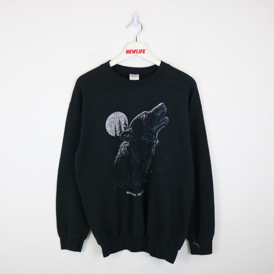 Vintage 00's Gray Wolf Magnetic Hill Nature Crewneck - M-NEWLIFE Clothing
