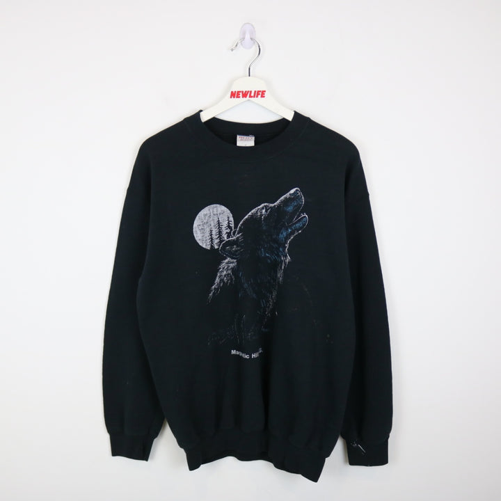 Vintage 00's Gray Wolf Magnetic Hill Nature Crewneck - M-NEWLIFE Clothing