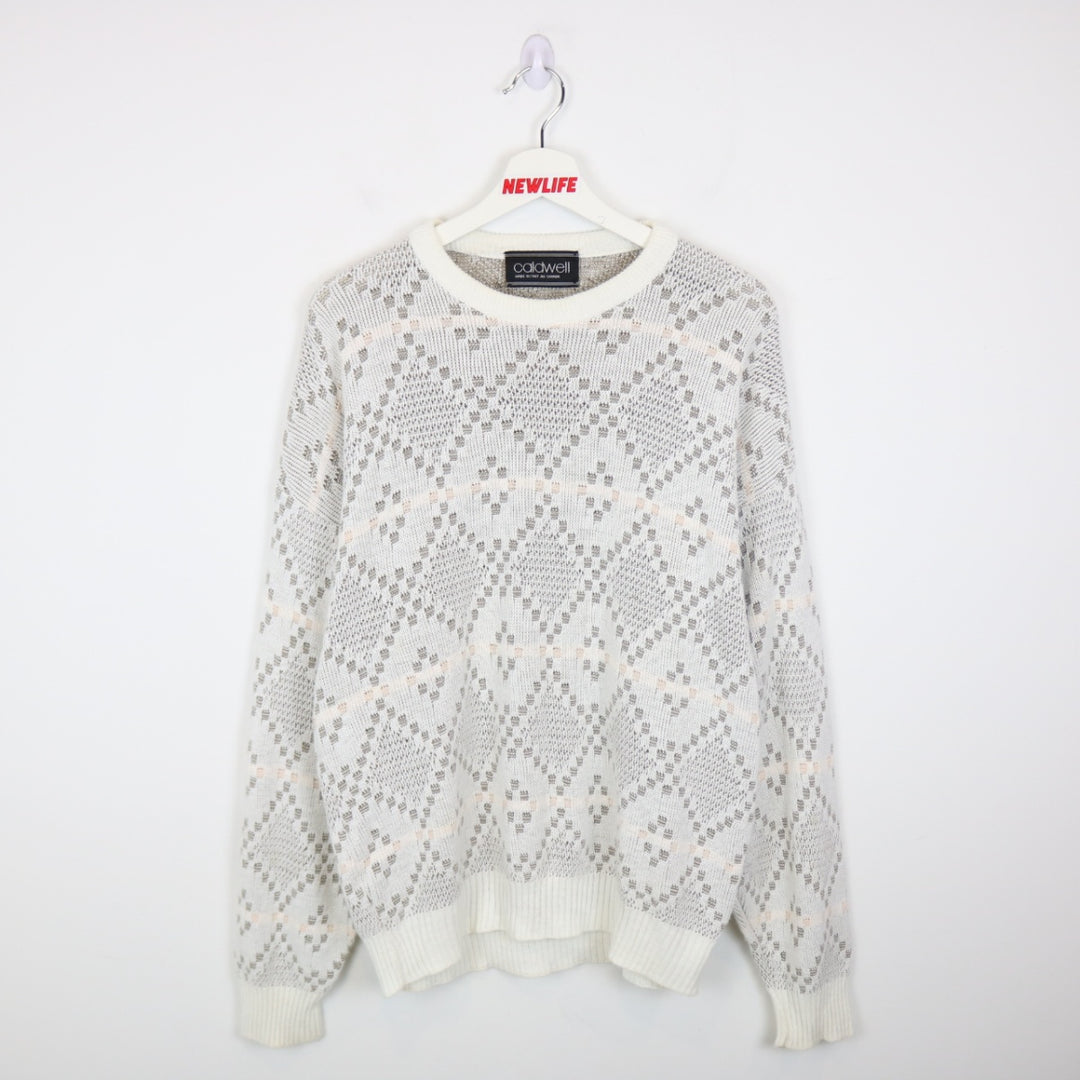 Vintage 80's Caldwell Patterned Knit Sweater - M-NEWLIFE Clothing