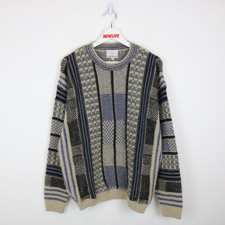Vintage 90's London Fog Patterned Knit Sweater - M-NEWLIFE Clothing