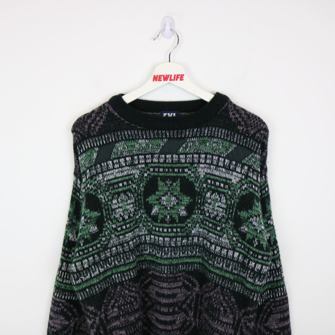 Vintage 80's FYI Patterned Knit Sweater - M-NEWLIFE Clothing