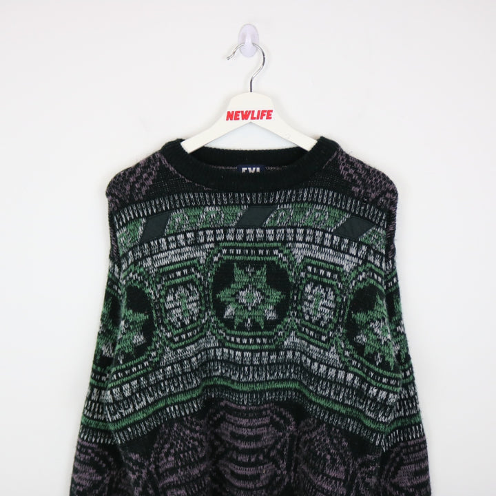 Vintage 80's FYI Patterned Knit Sweater - M-NEWLIFE Clothing
