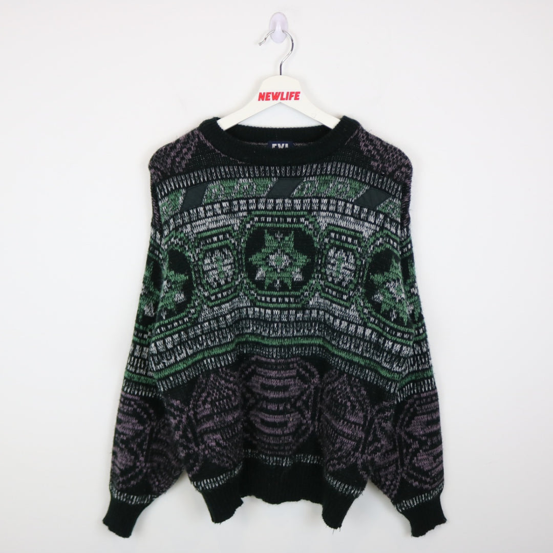 Vintage 80's FYI Patterned Knit Sweater - M-NEWLIFE Clothing