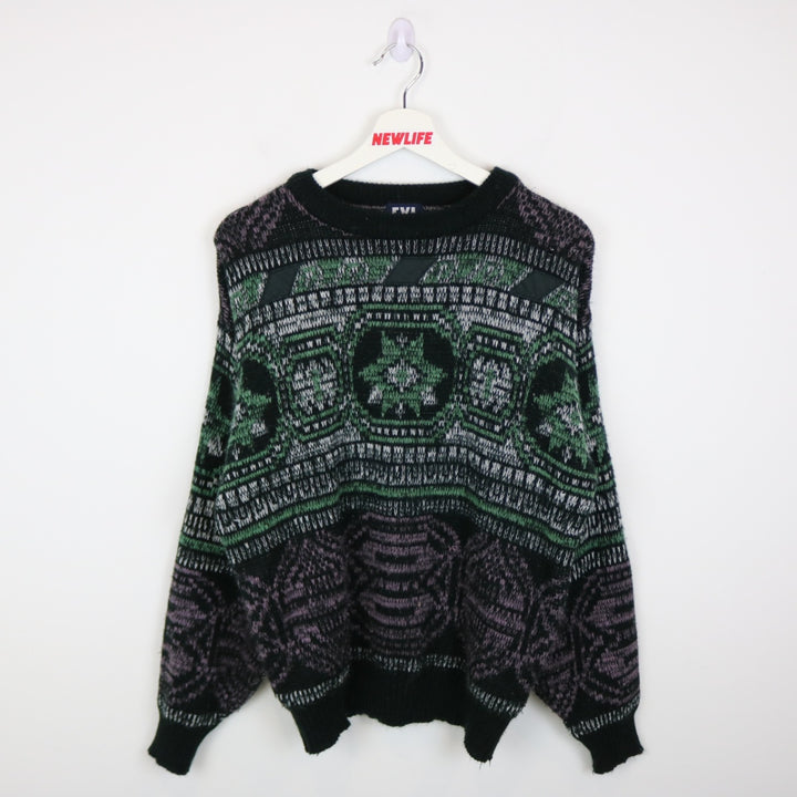 Vintage 80's FYI Patterned Knit Sweater - M-NEWLIFE Clothing