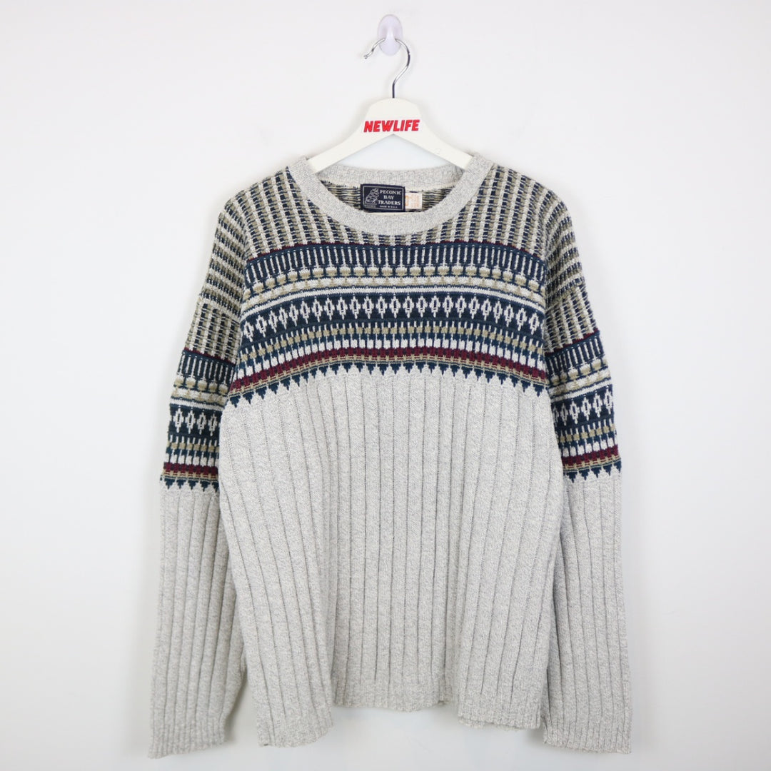 Vintage 80's Peconic Bay Textured Knit Sweater - M-NEWLIFE Clothing