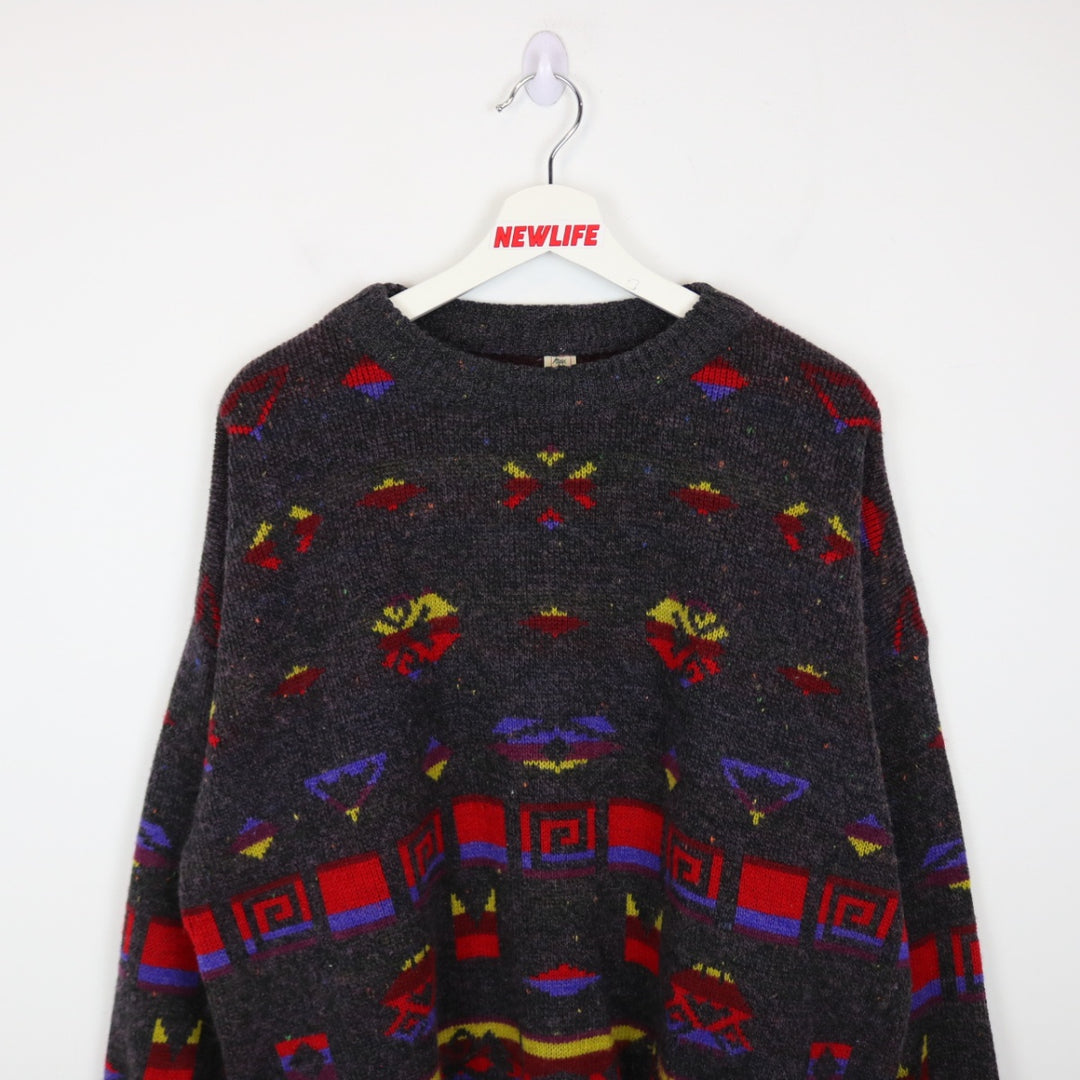 Vintage 80's Mark Adam Patterned Knit Sweater - L-NEWLIFE Clothing