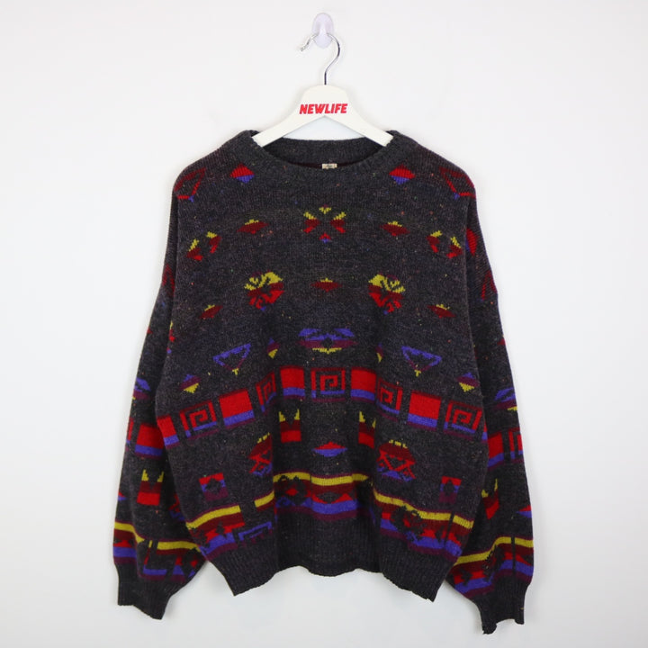 Vintage 80's Mark Adam Patterned Knit Sweater - L-NEWLIFE Clothing