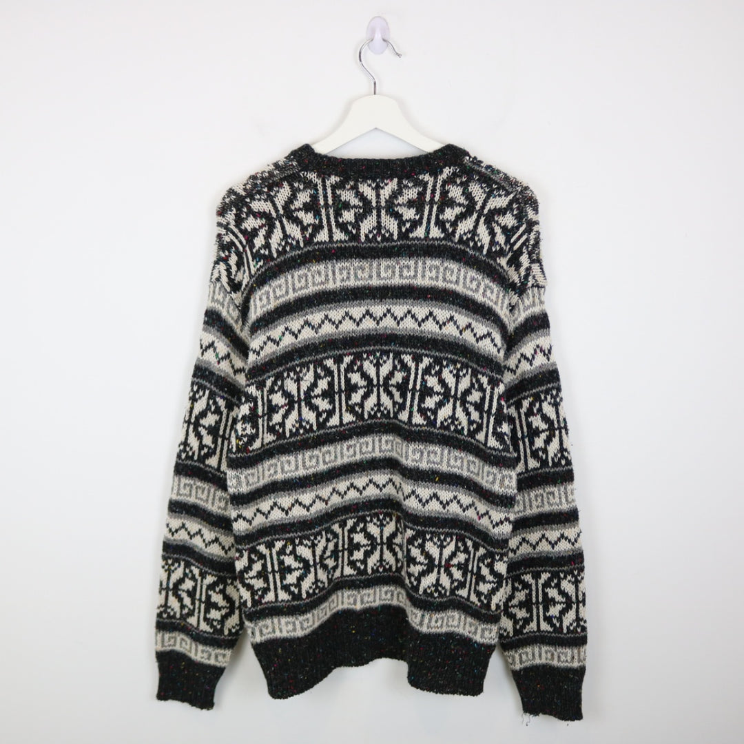 Vintage 90's Peter England Patterned Knit Sweater - S-NEWLIFE Clothing