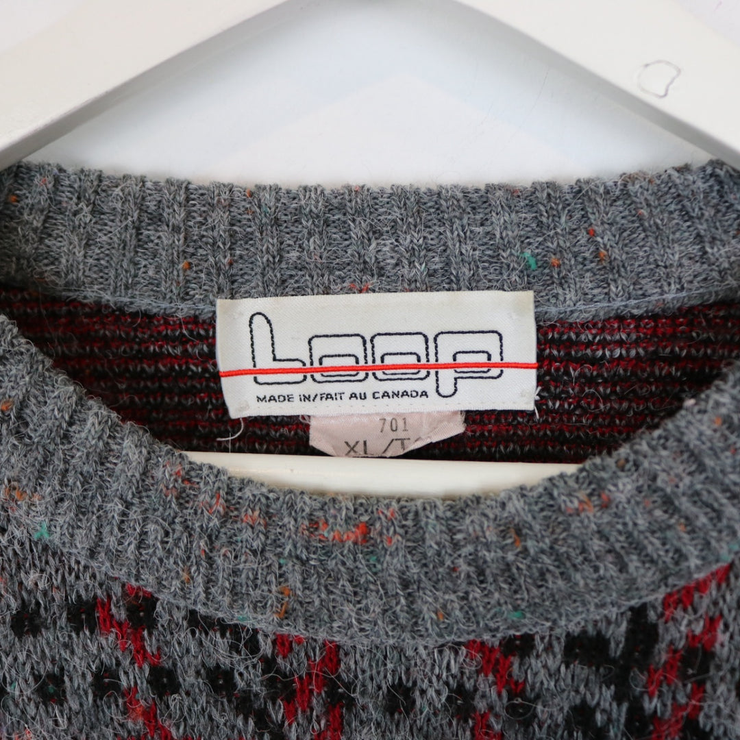 Vintage 80's Loop Patterned Knit Sweater - L-NEWLIFE Clothing