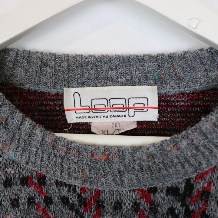 Vintage 80's Loop Patterned Knit Sweater - L-NEWLIFE Clothing