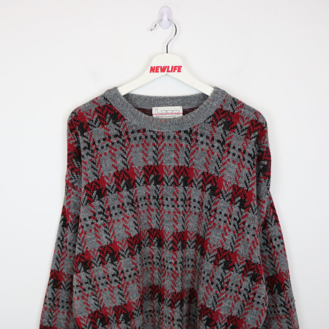 Vintage 80's Loop Patterned Knit Sweater - L-NEWLIFE Clothing