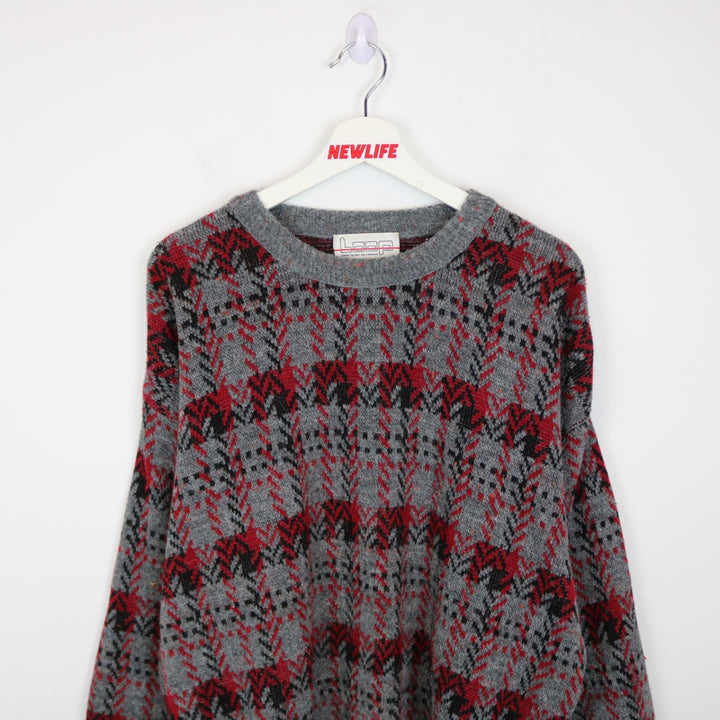 Vintage 80's Loop Patterned Knit Sweater - L-NEWLIFE Clothing