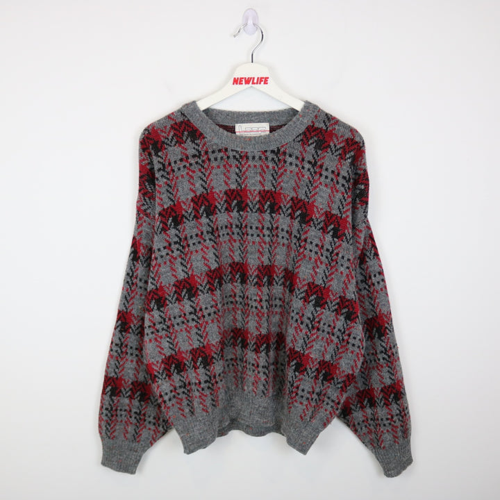 Vintage 80's Loop Patterned Knit Sweater - L-NEWLIFE Clothing