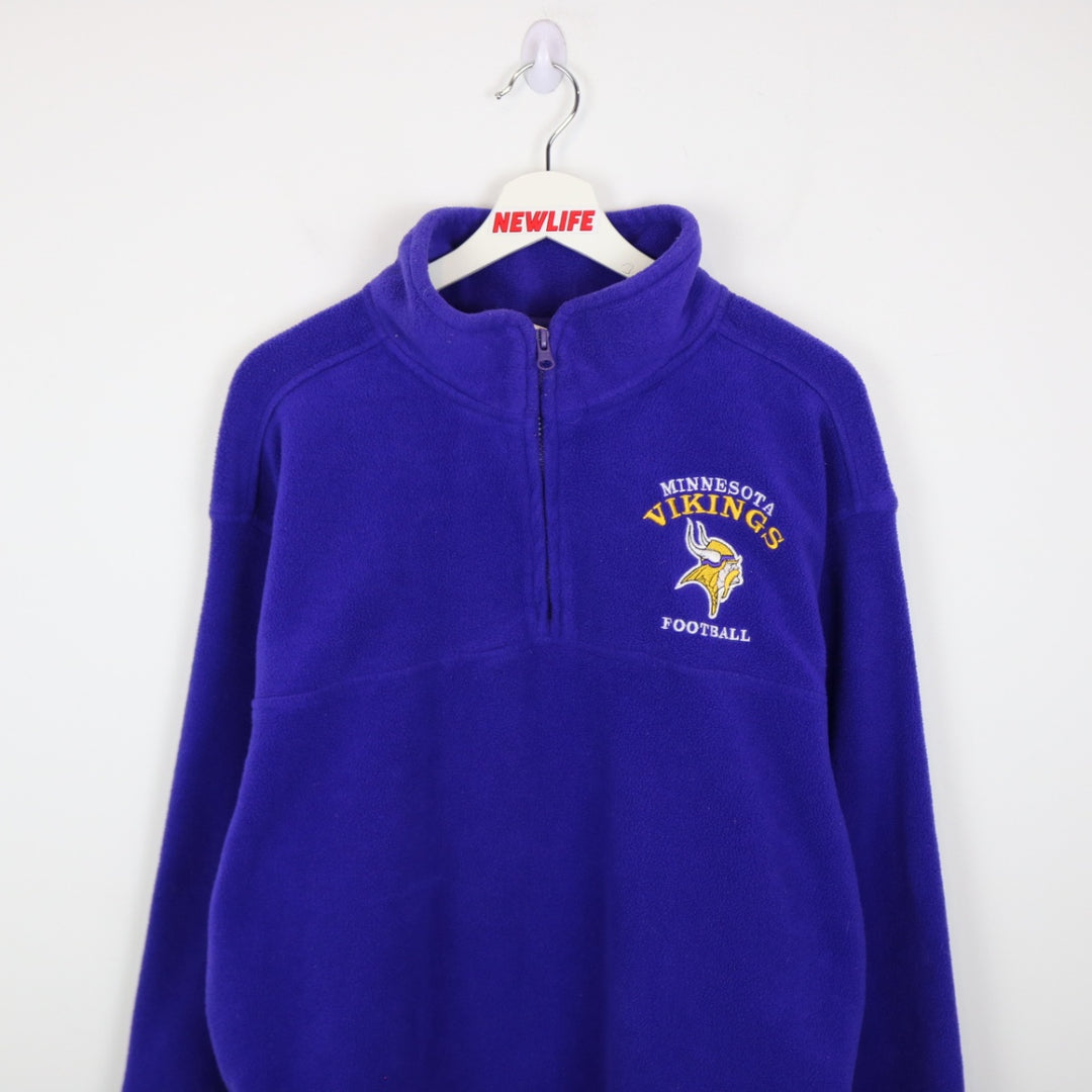 Vintage 90's Minnesota Vikings NFL Fleece Quarter Zip Sweater - L-NEWLIFE Clothing