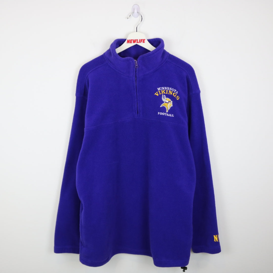 Vintage 90's Minnesota Vikings NFL Fleece Quarter Zip Sweater - L-NEWLIFE Clothing
