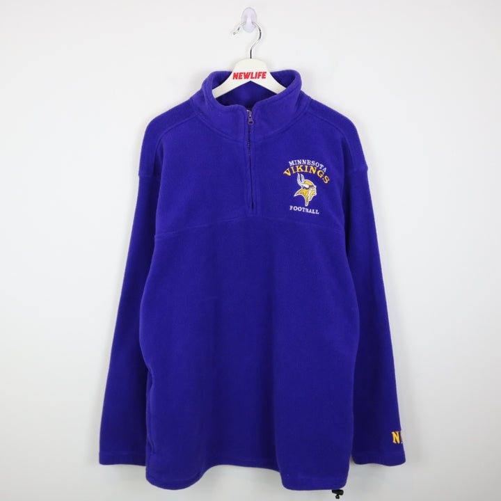 Vintage 90's Minnesota Vikings NFL Fleece Quarter Zip Sweater - L-NEWLIFE Clothing