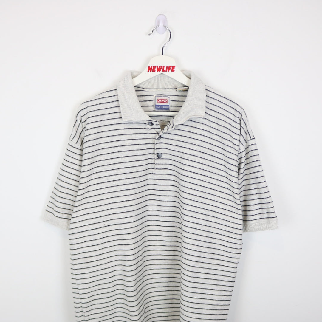 Vintage 90's Back to Basics Striped Polo Shirt - L-NEWLIFE Clothing
