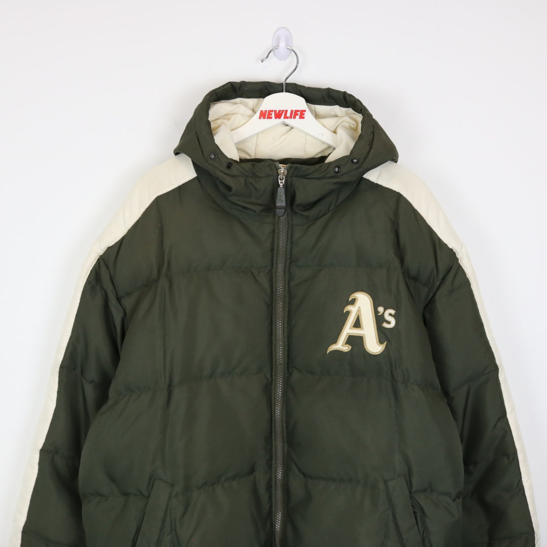 Vintage 90's Oakland Athletics Baseball Puffer Jacket - L-NEWLIFE Clothing