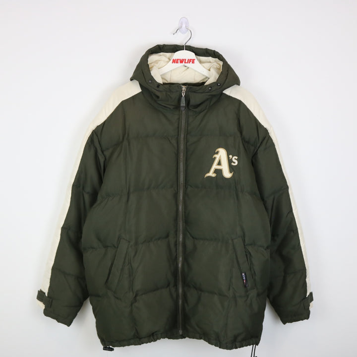 Vintage 90's Oakland Athletics Baseball Puffer Jacket - L-NEWLIFE Clothing